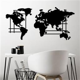 ΜΕΤΑΛΛΙΚΟ ΔΙΑΚΟΣΜΗΤΙΚΟ ΤΟΙΧΟΥ WORLD MAP - L 891TNL3211 120X56 CM ΑΙΘΡΙΟ