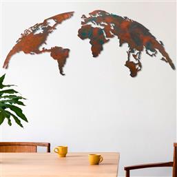 ΜΕΤΑΛΛΙΚΟ ΔΙΑΚΟΣΜΗΤΙΚΟ ΤΟΙΧΟΥ WORLD MAP MEDIUM - 2 891TNL2434 150X59 CM ΑΙΘΡΙΟ