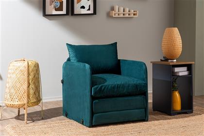 ΠΟΛΥΘΡΟΝΑ ΚΡΕΒΑΤΙ SAGA SINGLE - PETROL GREEN 859FTN2878 (60X46X49) ΑΙΘΡΙΟ