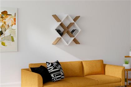 ΡΑΦΙ ΤΟΙΧΟΥ SEMO - WALNUT, WHITE 835PUQ1643 79X79X19,6 CM ΑΙΘΡΙΟ
