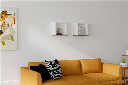 ΡΑΦΙ ΤΟΙΧΟΥ SEVIMA - WHITE, WALNUT 835PUQ1649 30X30X25 CM ΑΙΘΡΙΟ
