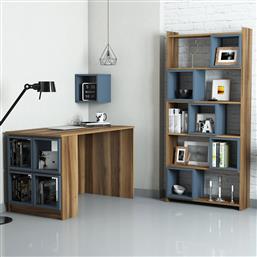 ΣΕΤ ΓΡΑΦΕΙΟ ΜΕ ΒΙΒΛΙΟΘΗΚΗ BOX - WALNUT, CHALCEDONY 845HCT3809 120X75X65 CM ΑΙΘΡΙΟ
