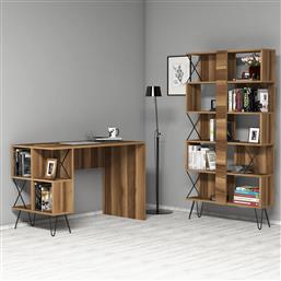 ΣΕΤ ΓΡΑΦΕΙΟ ΜΕ ΒΙΒΛΙΟΘΗΚΗ EXTRA - WALNUT 845HCT3826 120X78,8X60 CM ΑΙΘΡΙΟ