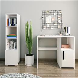 ΣΕΤ ΓΡΑΦΕΙΟ ΜΕ ΒΙΒΛΙΟΘΗΚΗ KUZEY SET - WHITE 382NRC2405 90X45X77,8 CM ΑΙΘΡΙΟ
