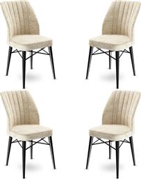 ΣΕΤ ΚΑΡΕΚΛΕΣ (4 ΤΕΜΑΧΙΑ) FLEX - CREAM, BLACK 240CHR1414 45X93X42 CM ΑΙΘΡΙΟ