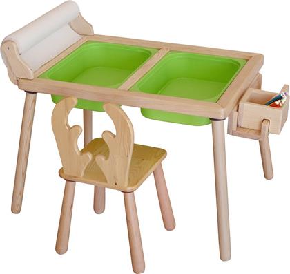 ΣΕΤ ΠΑΙΔΙΚΟ ΤΡΑΠΕΖΑΚΙ ΜΕ ΚΑΡΕΚΛΕΣ ROLL AND CHAIR - GREEN 109TRS1176 (53X52X74) ΑΙΘΡΙΟ