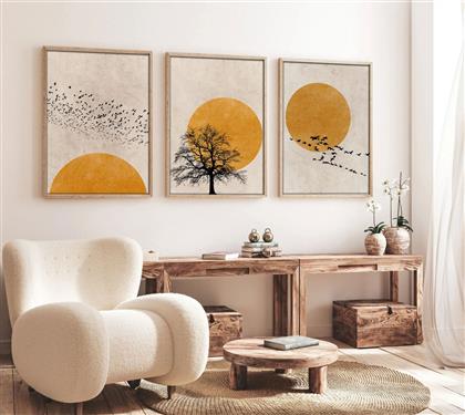 ΣΕΤ ΠΙΝΑΚΕΣ MDF ΜΕ ΚΟΡΝΙΖΑ (3 ΤΕΜΑΧΙΑ) HUHU147 - 50 X 35 693BSE1309 35X50 CM ΑΙΘΡΙΟ