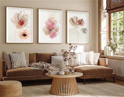 ΣΕΤ ΠΙΝΑΚΕΣ MDF ΜΕ ΚΟΡΝΙΖΑ (3 ΤΕΜΑΧΙΑ) HUHU205 - 30 X 40 693BSE1499 30X40 CM ΑΙΘΡΙΟ