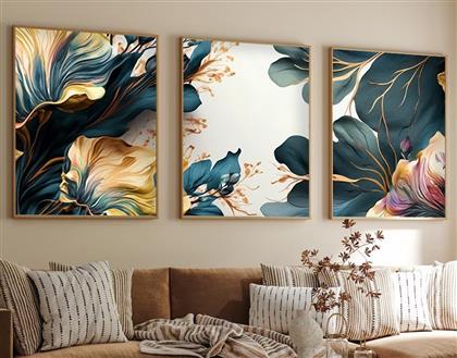 ΣΕΤ ΠΙΝΑΚΕΣ MDF ΜΕ ΚΟΡΝΙΖΑ (3 ΤΕΜΑΧΙΑ) HUHU217 - 35 X 50 693BSE1549 35X50 CM ΑΙΘΡΙΟ