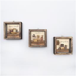 ΣΕΤ ΠΙΝΑΚΕΣ MDF ΜΕ ΚΟΡΝΙΖΑ (3 ΤΕΜΑΧΙΑ) UKZM004 836EVL4622 15X15 CM ΑΙΘΡΙΟ