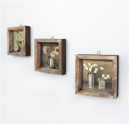 ΣΕΤ ΠΙΝΑΚΕΣ MDF ΜΕ ΚΟΡΝΙΖΑ (3 ΤΕΜΑΧΙΑ) UKZM021 836EVL4639 15X15 CM ΑΙΘΡΙΟ