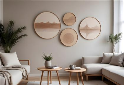 ΣΕΤ ΠΙΝΑΚΕΣ MDF ΜΕ ΚΟΡΝΙΖΑ (4 ΤΕΜΑΧΙΑ) HUHU300 693BSE2076 45X45 CM ΑΙΘΡΙΟ