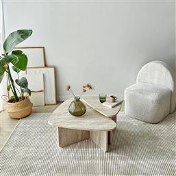 ΣΕΤ ΤΡΑΠΕΖΑΚΙΑ ΣΑΛΟΝΙΟΥ BALLARE SET - TRAVERTINE 552NOS2575 90X35X60 CM ΑΙΘΡΙΟ