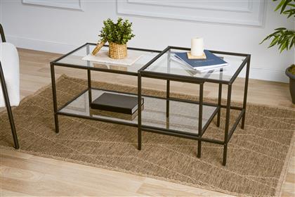 ΣΕΤ ΤΡΑΠΕΖΑΚΙΑ ΣΑΛΟΝΙΟΥ SEVAY - BLACK 706CLN1145 50X49X50 CM ΑΙΘΡΙΟ