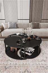 ΣΕΤ ΤΡΑΠΕΖΑΚΙΑ ΣΑΛΟΝΙΟΥ YIN YANG 3 70 - BLACK 282PTR1520 Φ70 ΑΙΘΡΙΟ