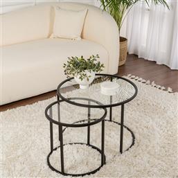 ΣΕΤ ΤΡΑΠΕΖΙ ΣΑΛΟΝΙΟΥ AURUM - 60, 42 - BLACK, TRANSPARENT 857NRD1112 (15X39X15) ΑΙΘΡΙΟ