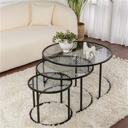 ΣΕΤ ΤΡΑΠΕΖΙ ΣΑΛΟΝΙΟΥ AURUM - 80, 60, 42 - BLACK, GREY 857NRD1104 (15X35X15) ΑΙΘΡΙΟ