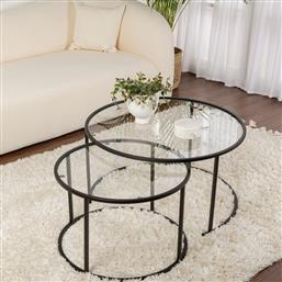 ΣΕΤ ΤΡΑΠΕΖΙ ΣΑΛΟΝΙΟΥ AURUM - 80, 60 - BLACK, TRANSPARENT 857NRD1109 (15X39X15) ΑΙΘΡΙΟ