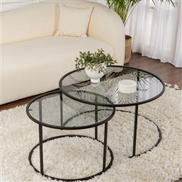 ΣΕΤ ΤΡΑΠΕΖΙ ΣΑΛΟΝΙΟΥ BLACK-GREY-80-60 706CLN1141 (15X39X15) ΑΙΘΡΙΟ