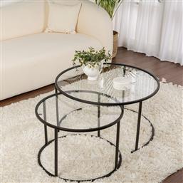 ΣΕΤ ΤΡΑΠΕΖΙ ΣΑΛΟΝΙΟΥ BLACK-TRANSPARENT-80-60 706CLN1143 (15X43X15) ΑΙΘΡΙΟ