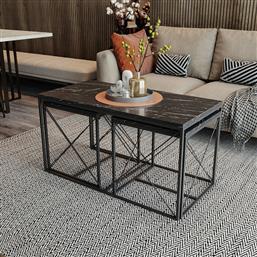 ΣΕΤ ΤΡΑΠΕΖΙ ΣΑΛΟΝΙΟΥ DEFNE - BLACK MARBLE 854KLN2910 (100X52X50) ΑΙΘΡΙΟ