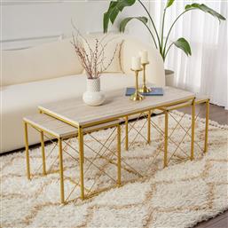 ΣΕΤ ΤΡΑΠΕΖΙ ΣΑΛΟΝΙΟΥ DEFNE - GOLD, TRAVERTINE 854KLN4753 (100X52X50) ΑΙΘΡΙΟ