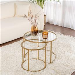 ΣΕΤ ΤΡΑΠΕΖΙ ΣΑΛΟΝΙΟΥ GOLD-TRANSPARENT-60-42 706CLN1182 (15X43X15) ΑΙΘΡΙΟ