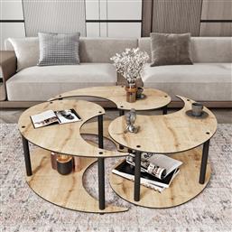 ΣΕΤ ΤΡΑΠΕΖΙ ΣΑΛΟΝΙΟΥ YIN YANG 3 70 - OAK 282PTR1522 (Φ70X38) ΑΙΘΡΙΟ