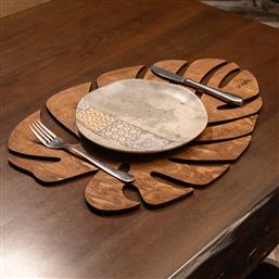 ΣΕΤ ΞΥΛΙΝΑ ΣΟΥΠΛΑ (4 ΤΕΜ.) MONSTERA - WALNUT 790PYN1122 (33X45) ΑΙΘΡΙΟ