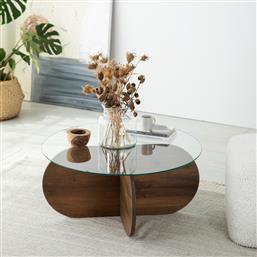 ΤΡΑΠΕΖΑΚΙ ΣΑΛΟΝΙΟΥ BUBBLE WOOD - WALNUT 552NOS1472 75X35X75 CM ΑΙΘΡΙΟ