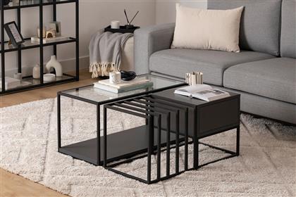 ΤΡΑΠΕΖΑΚΙ ΣΑΛΟΝΙΟΥ CHARLOTTE - BLACK 141HWR1146 90X37X90 CM ΑΙΘΡΙΟ