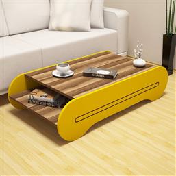 ΤΡΑΠΕΖΑΚΙ ΣΑΛΟΝΙΟΥ COOL - WALNUT, YELLOW 845HCT2807 120X30X63,6 CM ΑΙΘΡΙΟ