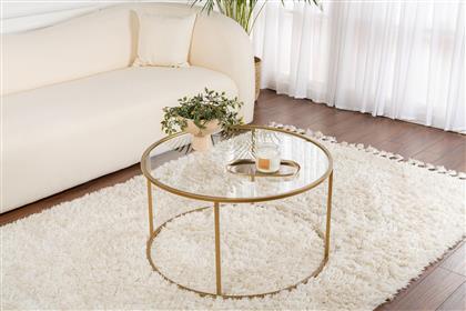 ΤΡΑΠΕΖΑΚΙ ΣΑΛΟΝΙΟΥ GOLD-TRANSPARENT-80 706CLN1136 80X43X80 CM ΑΙΘΡΙΟ