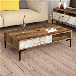 ΤΡΑΠΕΖΑΚΙ ΣΑΛΟΝΙΟΥ ISTANBUL - WALNUT, WHITE MARBLE 845HCT5267 105X32,6X60 CM ΑΙΘΡΙΟ