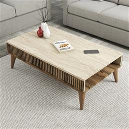 ΤΡΑΠΕΖΑΚΙ ΣΑΛΟΝΙΟΥ MILAN - WALNUT, TRAVERTINE 845HCT5608 105X35X60 CM ΑΙΘΡΙΟ
