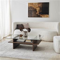 ΤΡΑΠΕΖΑΚΙ ΣΑΛΟΝΙΟΥ SAGA RECTANGLE - WALNUT, TRANSPARENT 552NOS2564 105X35X65 CM ΑΙΘΡΙΟ