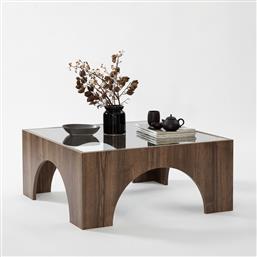 ΤΡΑΠΕΖΑΚΙ ΣΑΛΟΝΙΟΥ SEINE - TRANSPARENT, WALNUT 552NOS2421 80X35 CM ΑΙΘΡΙΟ