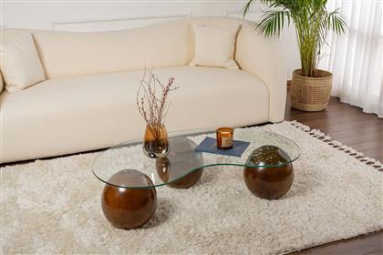 ΤΡΑΠΕΖΑΚΙ ΣΑΛΟΝΙΟΥ SPHERE - WALNUT, TRANSPARENT 491CRT1172 120X30X70 CM ΑΙΘΡΙΟ
