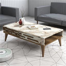 ΤΡΑΠΕΖΑΚΙ ΣΑΛΟΝΙΟΥ VALENSIYA - WALNUT, WHITE, MARBLE 845HCT5358 105X60X34,6 CM ΑΙΘΡΙΟ