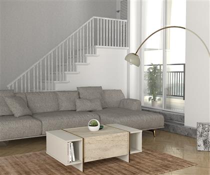 ΤΡΑΠΕΖΑΚΙ ΣΑΛΟΝΙΟΥ VEYRON - TRAVERTINE, SANDSTONE 804TRH2854 103,8X37,3X60 CM ΑΙΘΡΙΟ