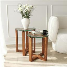 ΤΡΑΠΕΖΑΚΙΑ ΖΙΓΚΟΝ (ΣΕΤ 2 ΤΕΜΑΧΙΩΝ) AMALFI - WALNUT 552NOS2248 Φ40 ΑΙΘΡΙΟ