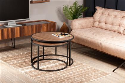 ΤΡΑΠΕΖΑΚΙΑ ΖΙΓΚΟΝ (ΣΕΤ 2 ΤΕΜΑΧΙΩΝ) TAMBUR - WALNUT 875ZNA3302 66X43X66 CM ΑΙΘΡΙΟ