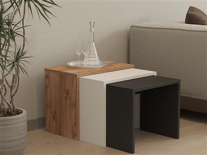 ΤΡΑΠΕΖΑΚΙΑ ΖΙΓΚΟΝ (ΣΕΤ 3 ΤΕΜΑΧΙΩΝ) GUL 835PUQ2903 50X40X29,6 CM ΑΙΘΡΙΟ