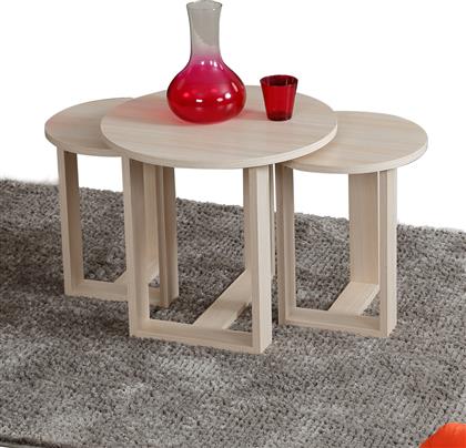 ΤΡΑΠΕΖΑΚΙΑ ΖΙΓΚΟΝ (ΣΕΤ 3 ΤΕΜΑΧΙΩΝ) MIRA - OAK 801CMY2927 52X47X52 CM ΑΙΘΡΙΟ