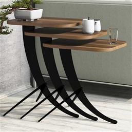 ΤΡΑΠΕΖΑΚΙΑ ΖΙΓΚΟΝ (ΣΕΤ 3 ΤΕΜΑΧΙΩΝ) PION - WALNUT 845HCT2843 35X45X60 CM ΑΙΘΡΙΟ