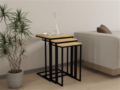 ΤΡΑΠΕΖΑΚΙΑ ΖΙΓΚΟΝ (ΣΕΤ 3 ΤΕΜΑΧΙΩΝ) ROMA 835PUQ2855 40X61,8X40 CM ΑΙΘΡΙΟ