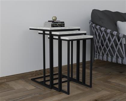 ΤΡΑΠΕΖΑΚΙΑ ΖΙΓΚΟΝ (ΣΕΤ 3 ΤΕΜΑΧΙΩΝ) STOLI - BLACK, CYRSTAL 835PUQ6264 40X61,8X40 CM ΑΙΘΡΙΟ