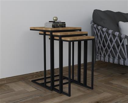 ΤΡΑΠΕΖΑΚΙΑ ΖΙΓΚΟΝ (ΣΕΤ 3 ΤΕΜΑΧΙΩΝ) STOLI - BLACK, OUD 835PUQ6265 40X61,8X40 CM ΑΙΘΡΙΟ