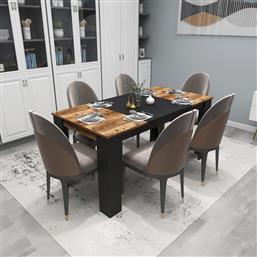 ΤΡΑΠΕΖΑΡΙΑ LINE - LIGHT WALNUT, BLACK 550ARN3107 (160X76,8X80) ΑΙΘΡΙΟ