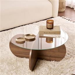 ΤΡΑΠΕΖΙ ΣΑΛΟΝΙΟΥ AERIS - WALNUT, TRANSPARENT 668NRD1105 (75X35X75) ΑΙΘΡΙΟ